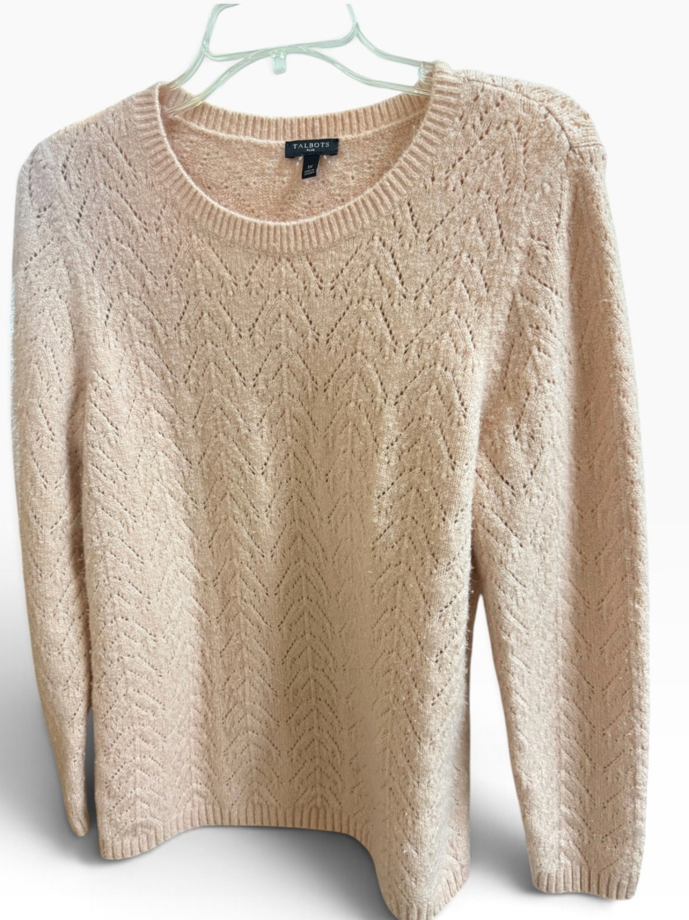 Women’s Talbots Crewneck pullover sweater in a light peachy pink shade Size 1X